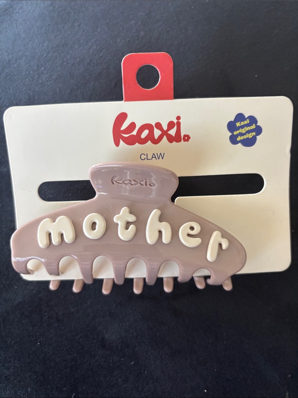 Kaxi 'motherhood” Lettered Hair Claw in Tan/Brown